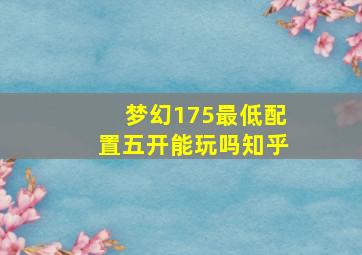 梦幻175最低配置五开能玩吗知乎