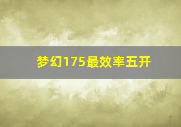 梦幻175最效率五开