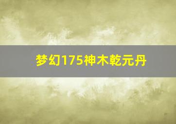 梦幻175神木乾元丹