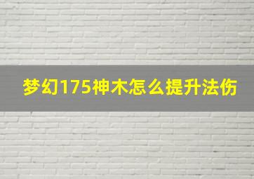 梦幻175神木怎么提升法伤