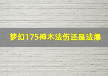 梦幻175神木法伤还是法爆