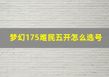 梦幻175难民五开怎么选号