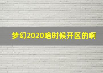 梦幻2020啥时候开区的啊