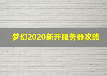 梦幻2020新开服务器攻略