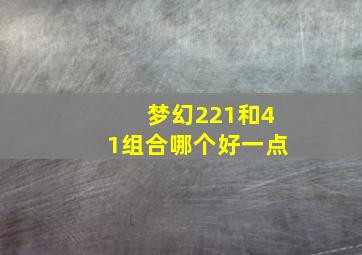 梦幻221和41组合哪个好一点