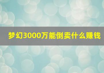 梦幻3000万能倒卖什么赚钱