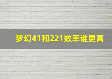 梦幻41和221效率谁更高