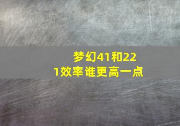 梦幻41和221效率谁更高一点