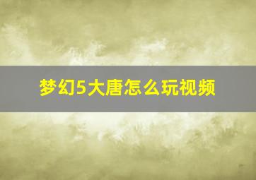 梦幻5大唐怎么玩视频