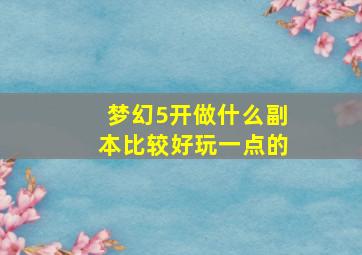 梦幻5开做什么副本比较好玩一点的