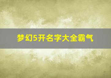 梦幻5开名字大全霸气