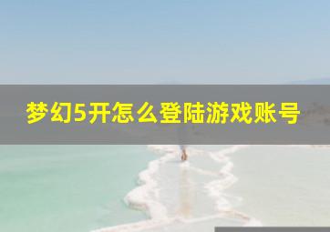 梦幻5开怎么登陆游戏账号