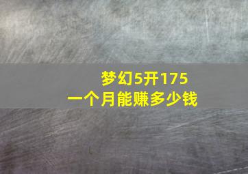 梦幻5开175一个月能赚多少钱