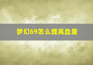 梦幻69怎么提高血量