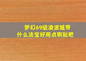 梦幻69级凌波城带什么法宝好用点啊贴吧