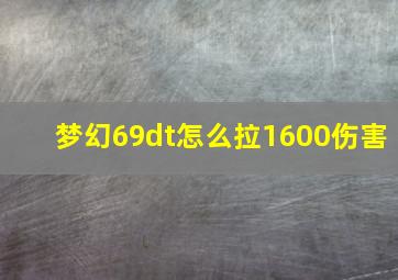 梦幻69dt怎么拉1600伤害