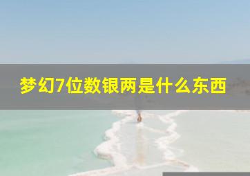 梦幻7位数银两是什么东西