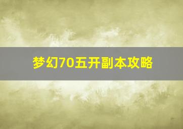 梦幻70五开副本攻略