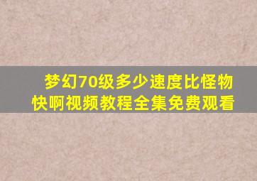 梦幻70级多少速度比怪物快啊视频教程全集免费观看