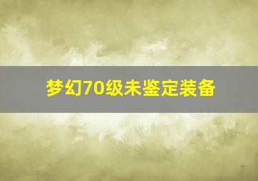 梦幻70级未鉴定装备