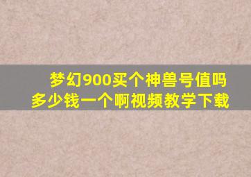 梦幻900买个神兽号值吗多少钱一个啊视频教学下载