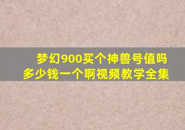 梦幻900买个神兽号值吗多少钱一个啊视频教学全集