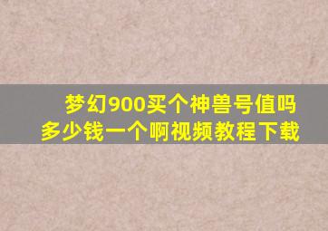 梦幻900买个神兽号值吗多少钱一个啊视频教程下载