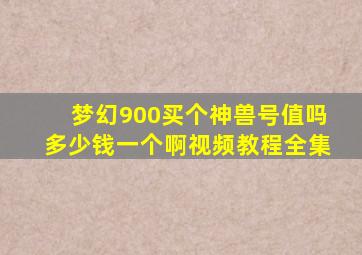 梦幻900买个神兽号值吗多少钱一个啊视频教程全集