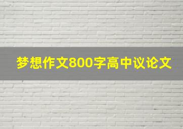 梦想作文800字高中议论文