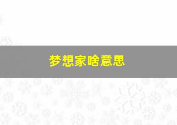 梦想家啥意思