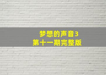 梦想的声音3第十一期完整版