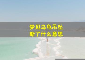 梦见乌龟吊坠断了什么意思