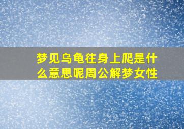 梦见乌龟往身上爬是什么意思呢周公解梦女性