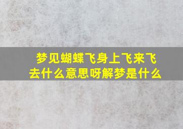 梦见蝴蝶飞身上飞来飞去什么意思呀解梦是什么