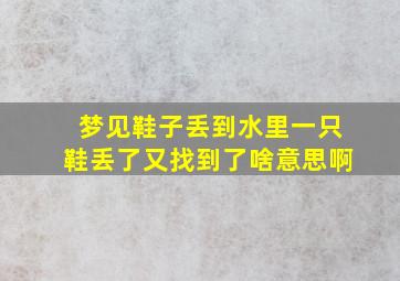 梦见鞋子丢到水里一只鞋丢了又找到了啥意思啊