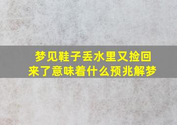 梦见鞋子丢水里又捡回来了意味着什么预兆解梦