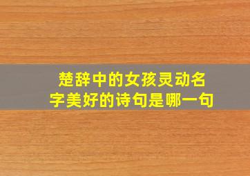 楚辞中的女孩灵动名字美好的诗句是哪一句