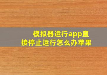 模拟器运行app直接停止运行怎么办苹果