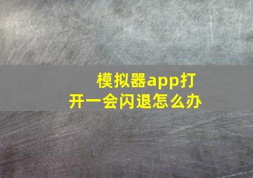 模拟器app打开一会闪退怎么办