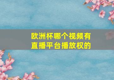 欧洲杯哪个视频有直播平台播放权的