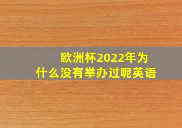 欧洲杯2022年为什么没有举办过呢英语