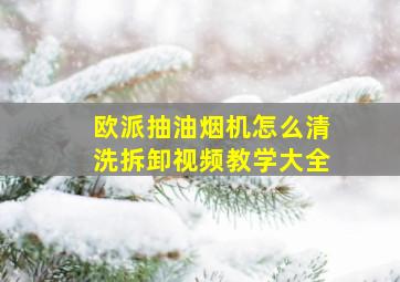 欧派抽油烟机怎么清洗拆卸视频教学大全