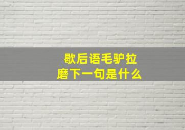 歇后语毛驴拉磨下一句是什么