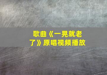 歌曲《一晃就老了》原唱视频播放