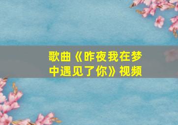 歌曲《昨夜我在梦中遇见了你》视频