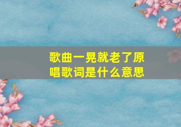 歌曲一晃就老了原唱歌词是什么意思