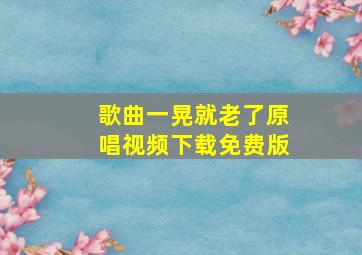 歌曲一晃就老了原唱视频下载免费版