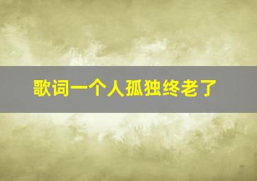 歌词一个人孤独终老了