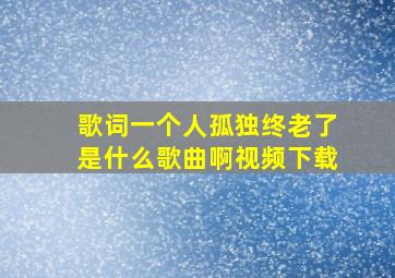 歌词一个人孤独终老了是什么歌曲啊视频下载