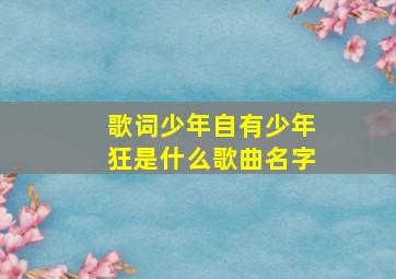 歌词少年自有少年狂是什么歌曲名字